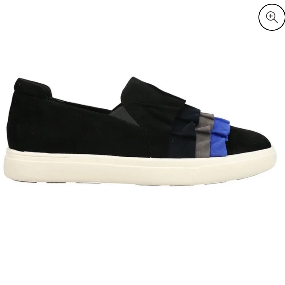 Vaneli Suede Ruffle Slip-On Shoes blue black 9 wide NEW
